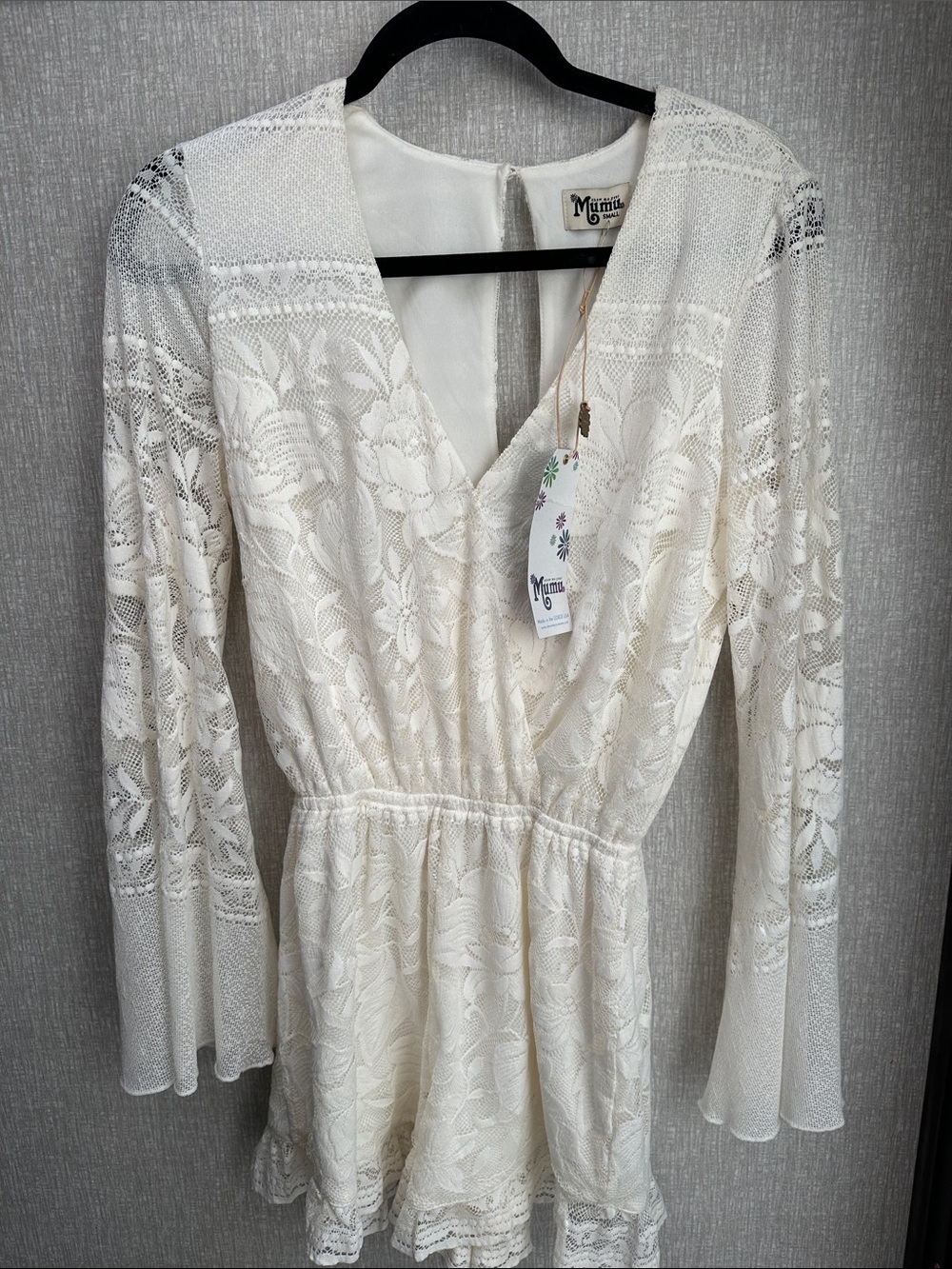Show Me Your MuMu Cream Lace Long Sleeve Romper